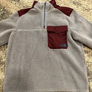 The North Face Mens Jacket Groveland 1/4 Zip Pullover Sherpa Grey XL